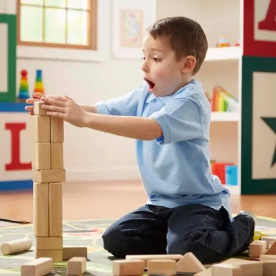 Melissa & Doug Standard Unit Solid-Wood Building Blocks With Wooden Storage Tray (60pc) image {7}