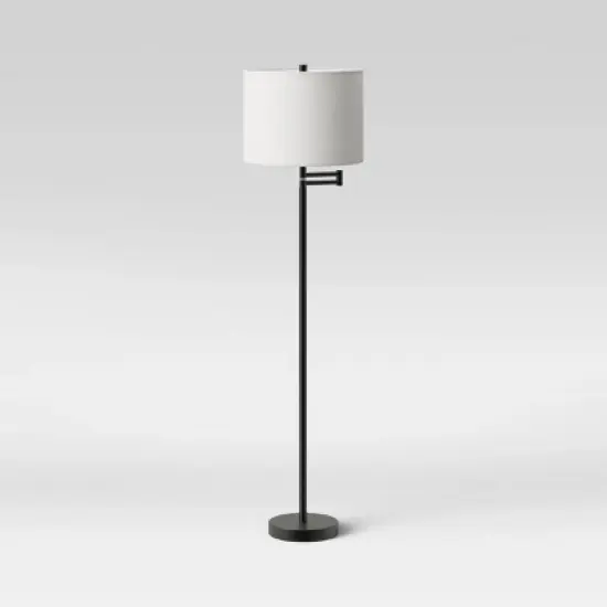 Metal Column Swing Arm Floor Lamp Black - Threshold&trade; image {4}