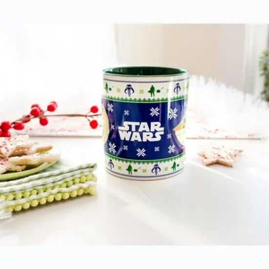 Silver Buffalo Star Wars: The Mandalorian Grogu Christmas Sweater Ceramic Mug | Holds 20 Ounces image {4}