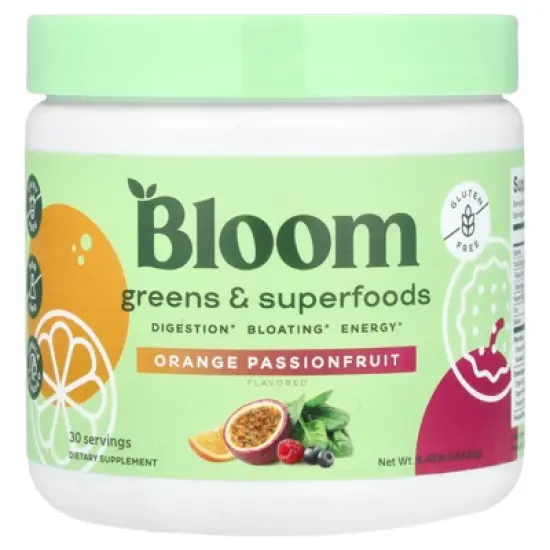 Bloom Greens & Superfoods, Orange Passionfruit, 6.45 oz (183.6 g) image {4}