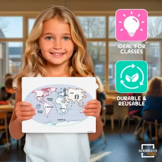 SCRIBBLEDO Continent Practice 9"x12" Dry Erase Sheets Pack of 10 image {5}