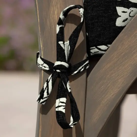 Arden Selections 19" x 19"  Ashland Jacobean Outdoor Seat Cushion Black image {4}