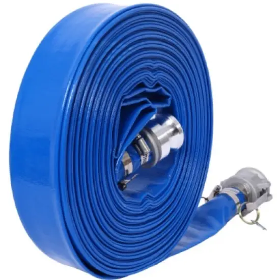 Syemin Drip Irrigation 100Ft Pool Backwash Hose, Heavy Duty Reinforced Blue Flat Water Discharge Pump Hoses for Swimming Drain Pools, Blue, 2"*2"*2" image {4}