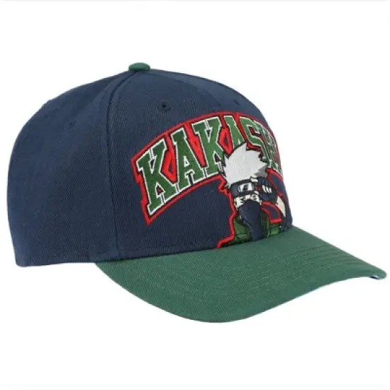 Naruto Kakashi Embroidered Precurve Snap Back Hat For Men image {1}