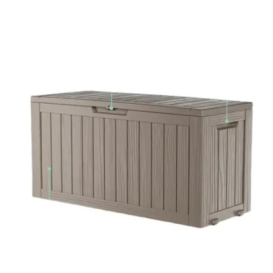 DSVIMOY Deck Boxes, 2-Piece 75 Gal Outdoor Storage Deck Box, Small Patio Storage Bin for Garden Tools, Brown, 46.06"*21.06"*21.65" image {4}