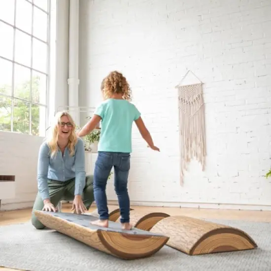 ECR4Kids SoftZone Tree Log Climber Set, Balance Builders, Chocolate, 4-Piece image {5}