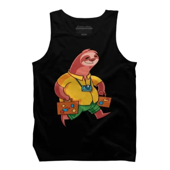 Men's Design By Humans Summer Vacation Traveller Sloth By moredesignsplease Tank Top image {2}