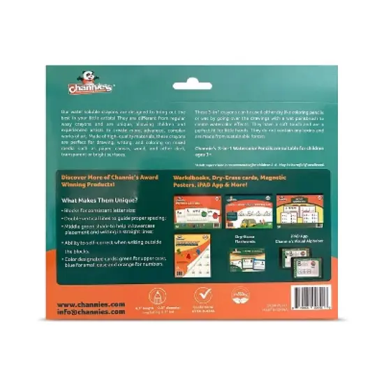 12ct 3-in-1 Water Soluble Crayons with Paint Brush and Sharpener - Channie's image {5}