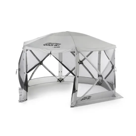 CLAM Quick-Set Escape 11.5' x 11.5' Portable Pop-Up Outdoor Camping Gazebo Screen Tent 6 Sided Canopy Shelter and Carry Bag with 6 Wind and Sun Panels image {1}
