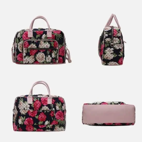 MKF Collection Jayla Quilted Cotton Botanical Pattern Women&rsquo;s Duffle Bag by Mia K image {5}