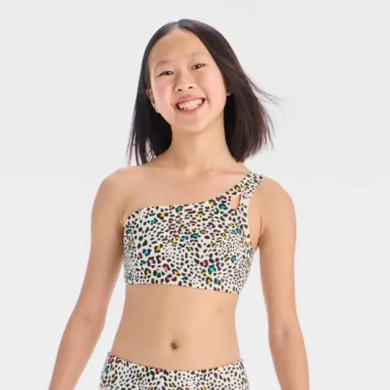 Girls' Leopard Swimsuit Top - art class&trade; Black image {3}