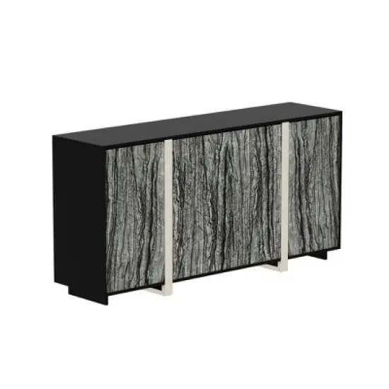 Famapy Chic Buffet Cabinet with Wood - Grain Pattern, Integrated Lighting and Sturdy Black Frame - Elevate Dining Spaces with Stylish Storage image {8}