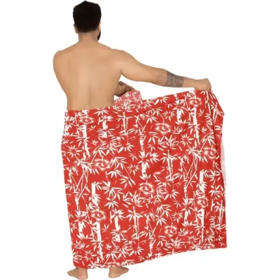 LA LEELA Men's Sarong Bath Swim Pareo Beach Wraps One Size Berry Leaves image {3}