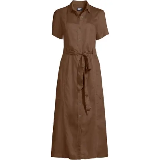 Lands' End Women's Indigo Tencel Button Front Midi Dress image {5}