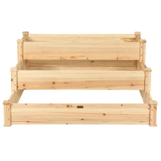 Costway 3 Tier Wooden Raised Garden Bed Planter Kit Outdoor Grow Flower Vegetables image {9}