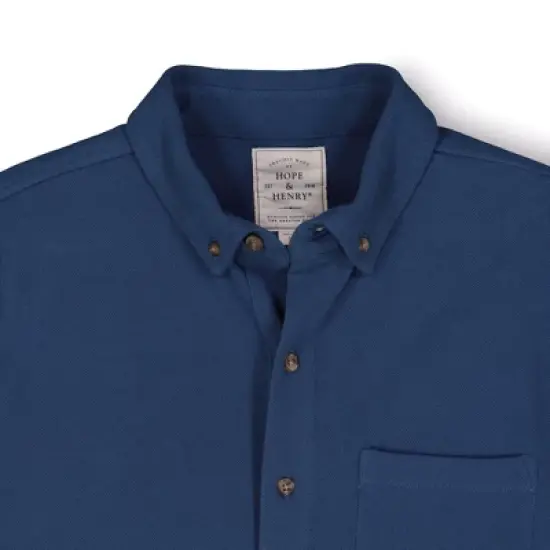 Hope & Henry Mens' Organic Cotton Pique Button Down Shirt image {4}