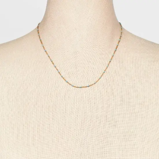 Turquioise Epoxy Beaded Necklace - Universal Thread&trade; Gold image {1}