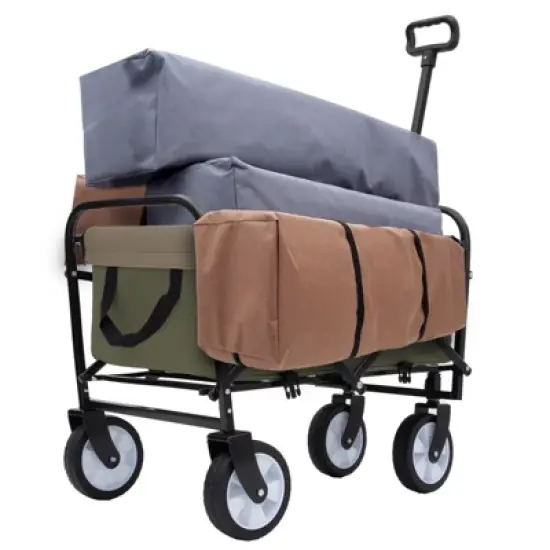 RISOKEYS Foldable Utility Wagon Cart with Wheels and Strapping System,Collapsible Design for Easy Storage,for Shopping,Beach,Camping image {13}