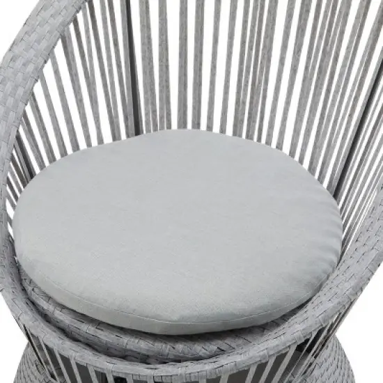 Outdoor Patio Wicker Lounge Chair, Wicker Chaise with Stylish Round Design, Lounge Chair with Iron Frame and PE Cushions-Coolbibila image {4}