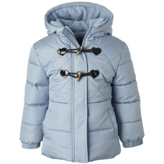 Pink Platinum Toddler Girl Diamond Quilt Toggle Puffer Jacket image {3}