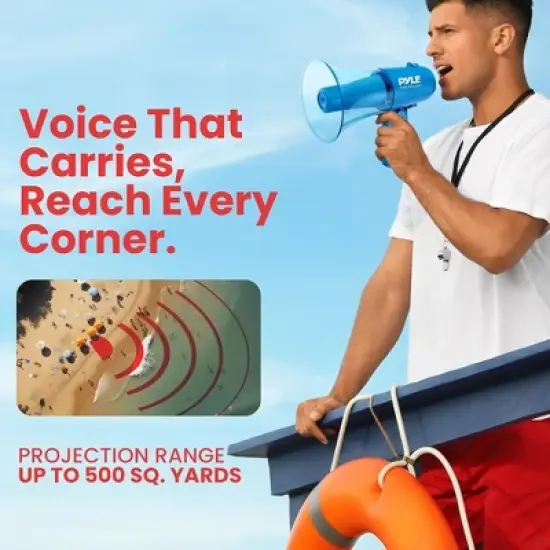 Pyle Waterproof Megaphone Bullhorn Speaker - PMP36WLT, 30W, Handheld with Siren and Music Modes image {4}