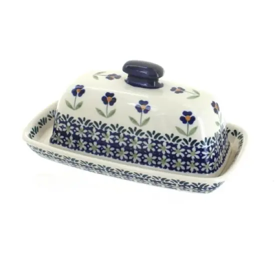 Blue Rose Polish Pottery M074 Manufaktura Butter DIsh image {3}
