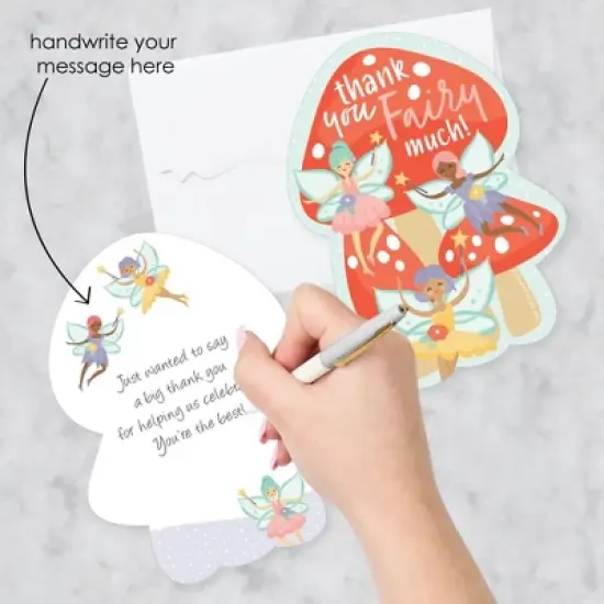 Big Dot of Happiness Let's Be Fairies - Shaped Thank You Cards - Fairy Garden Birthday Party Thank You Note Cards with Envelopes - Set of 12 image {1}