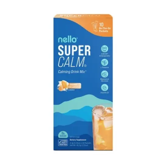 Nello Supercalm Calming Drink Mix Supplement Powder - Orange Creamsicle - 10ct image {3}