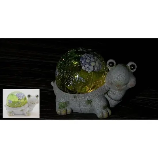 Ultimate Innovations Lighted Turtle Faux Glass Polyresin Moss Garden Friend Decorative Sculptures image {3}