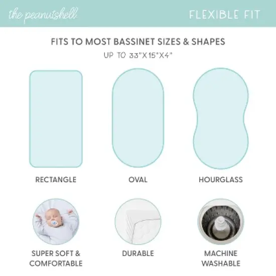 The Peanutshell Botanical Elephant Bassinet Sheets for Newborn Baby Girl, 4 Pack Set image {5}