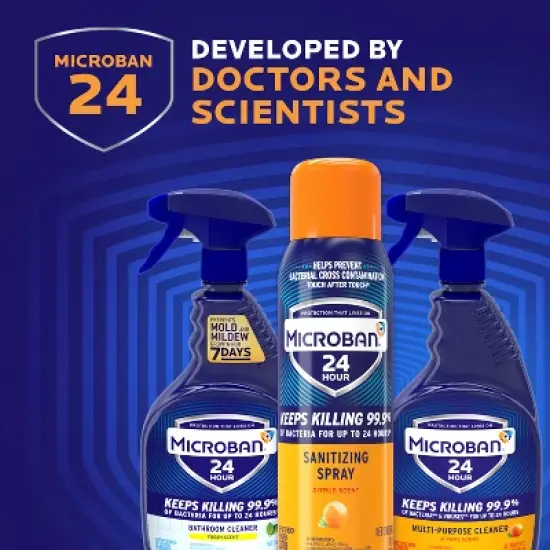 Microban Citrus Scent 24 Hour Disinfectant Sanitizing Spray - 30oz/2ct image {5}