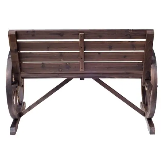 LOVMOR Outsunny 41" Wooden Wagon Wheel Bench image {4}