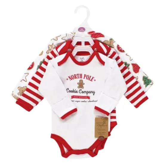 Touched by Nature Unisex Baby Organic Cotton Long-Sleeve Bodysuits, Christmas Cookies image {1}