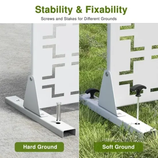 1-Piece Four-Sided White Galvanized Sheet Outdoor Privacy Screen, Garden Screen Partition image {2}