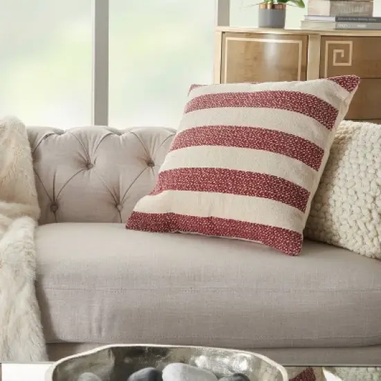 20"x20" Oversize Striped Print Square Throw Pillow Red - Mina Victory image {1}