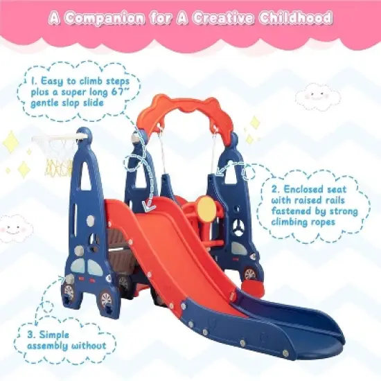 Sandinrayli Freestanding Toddler Slide Swing Set PINK 37 image {9}