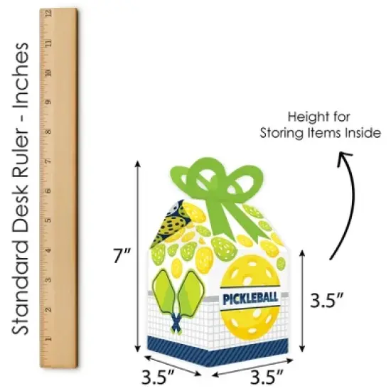 Big Dot of Happiness Let&rsquo;s Rally - Pickleball - Square Favor Gift Boxes - Birthday or Retirement Party Bow Boxes - Set of 12 image {6}