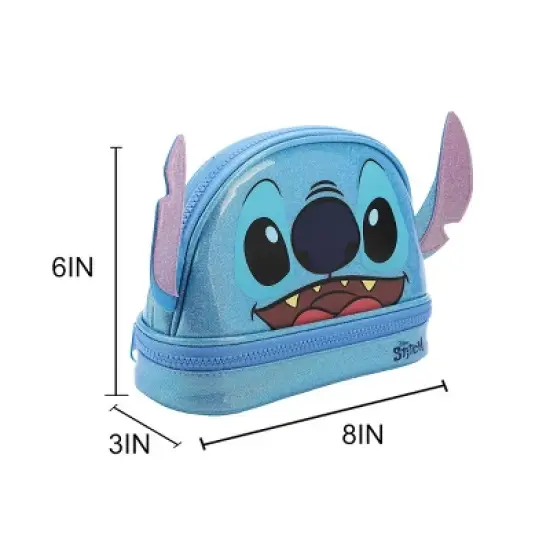 Lilo & Stitch Stitch Head Blue Glitter 6&rdquo; Cosmetic Pouch image {3}