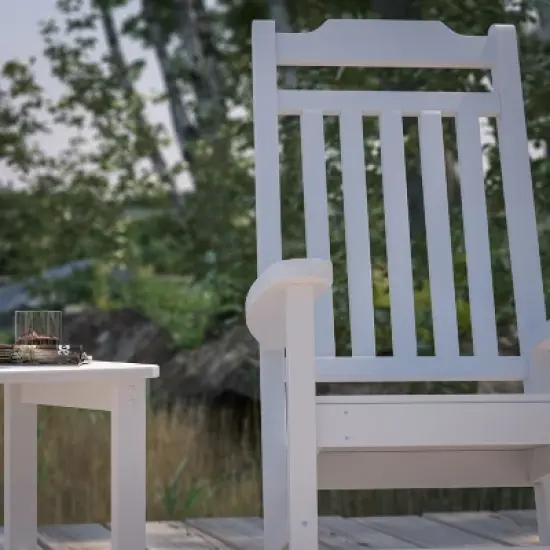 Merrick Lane Poly Resin Indoor/Outdoor Rocking Chair with Side Table image {8}