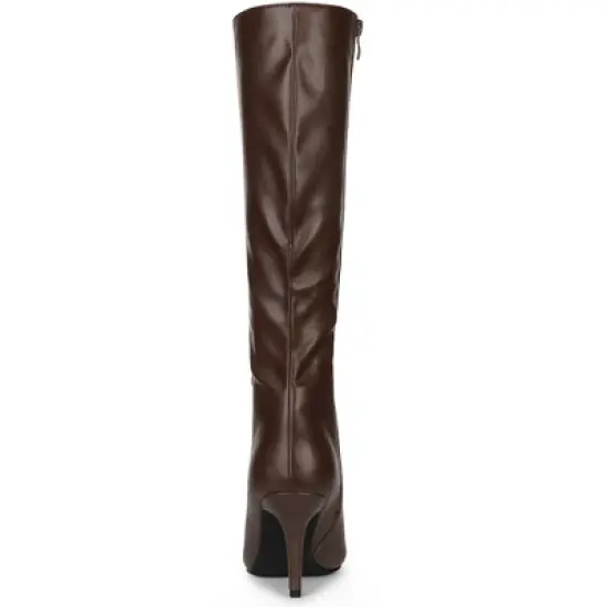 Allegra K Women's Pointed Toe Side Zipper Stiletto Heel Knee High Boots image {3}