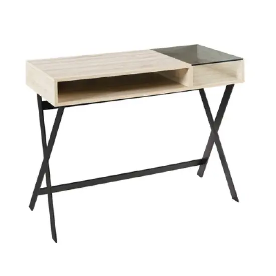 Modern Mixed Material Open Storage Computer Desk - Saracina Home image {7}