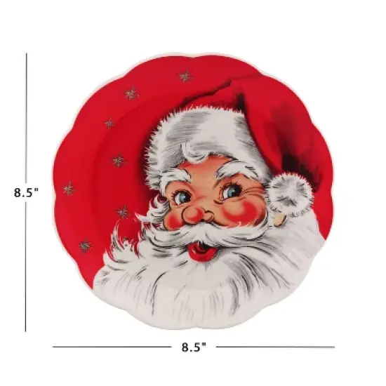 Mr. Christmas Nostalgic Ceramic Scalloped Christmas Plate Set - Bold - 8" - Set of 4 image {6}