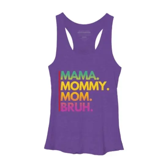 Women's Design By Humans Mother's Day Mama Mommy Mom Bruh Rainbow Text By punsalan Racerback Tank Top image {5}
