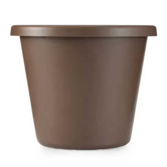 The HC Companies 14 Inch Classic Durable Plastic Flower Pot Container Garden Planter with Molded Rim and Drainage Holes, Chocolate Brown (2 Pack) image {5}