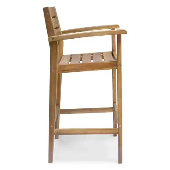 GDFStudio Brigitte Outdoor Acacia Wood 5 Piece Bar Set with Slatted Design image {4}