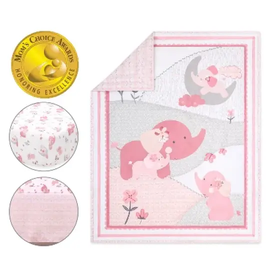The Peanutshell Pink Elephant Crib Bedding Set, 3pc to 12 Pc, For Girls image {3}