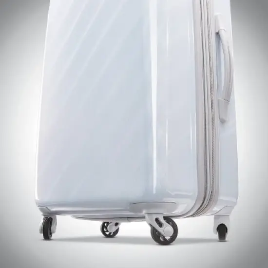 American Tourister Moonlight Hardside Medium Checked Spinner Suitcase - Iridescent White image {1}