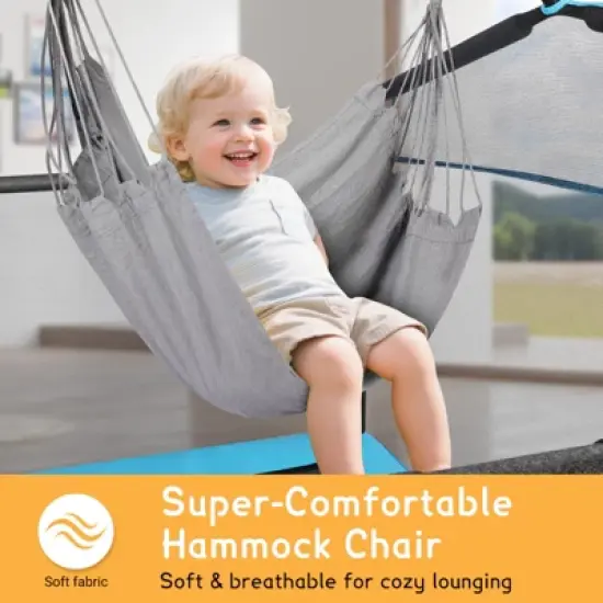 SUGIFT Rectangle Trampoline for Kids with Safety Net, 64" Indoor Outdoor Trampoline with Springs and Zipper Door image {2}