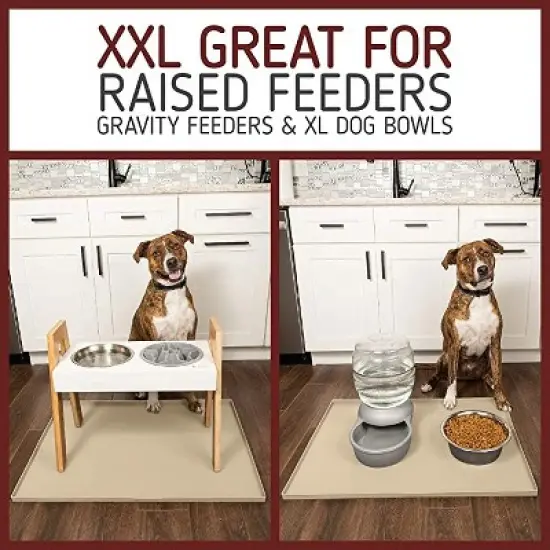Leashboss Splash Mat Dog Food Silicone Tray with Tall Lip, for Pet Food and Water Bowls image {9}