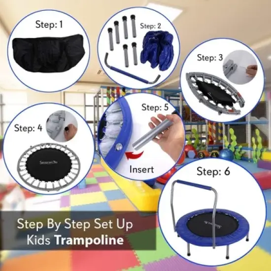 SereneLife 36&rdquo; Kids Sports Trampoline with Padded Handrail and Safety Cover SLSPT365 image {6}